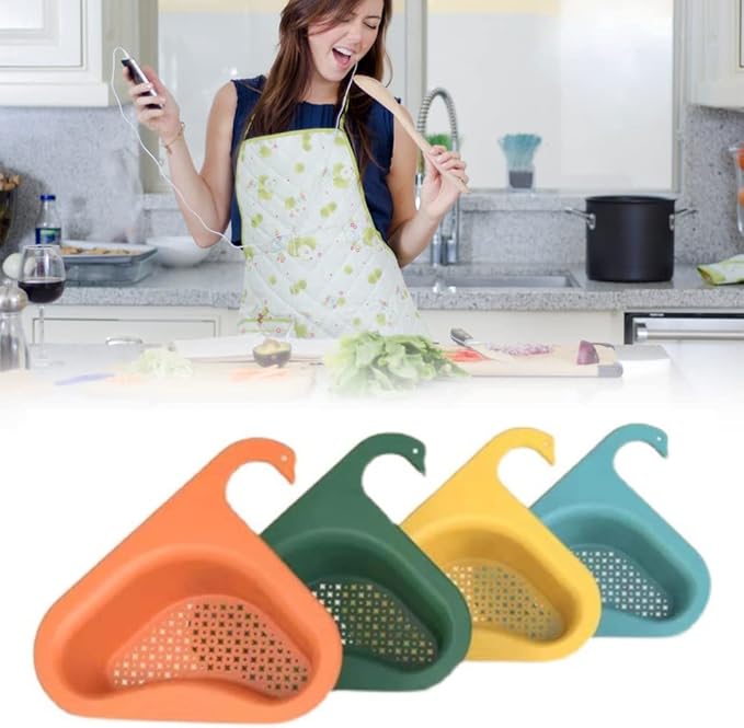 Zerodis Sink Strainers Basket,Hanging Drain Shelf,PP Sink Strainer Holder,Kitchen Bathroom Organizer, Material,No Punching Required,Multifunctional (green)