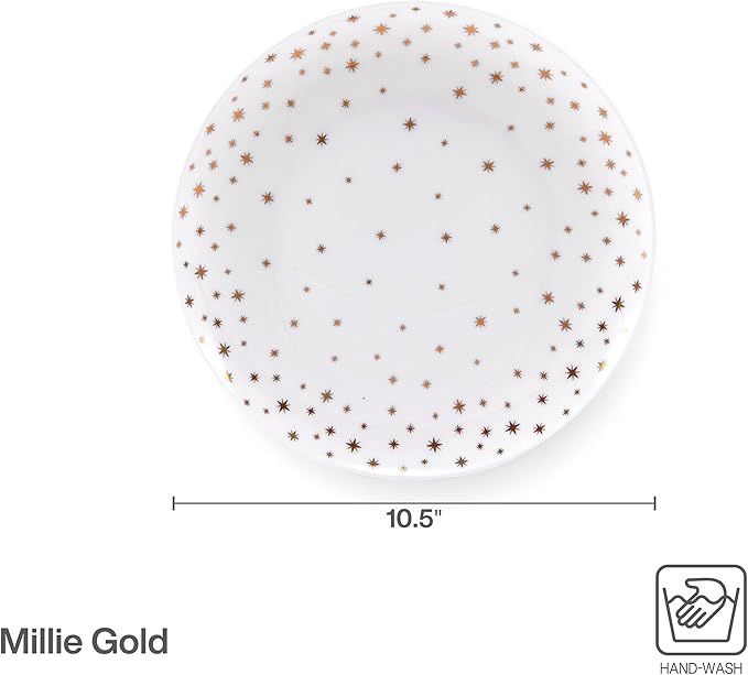 Mikasa Millie Gold Metallic Set of 4 Dinner Plates, 10.5 Inch