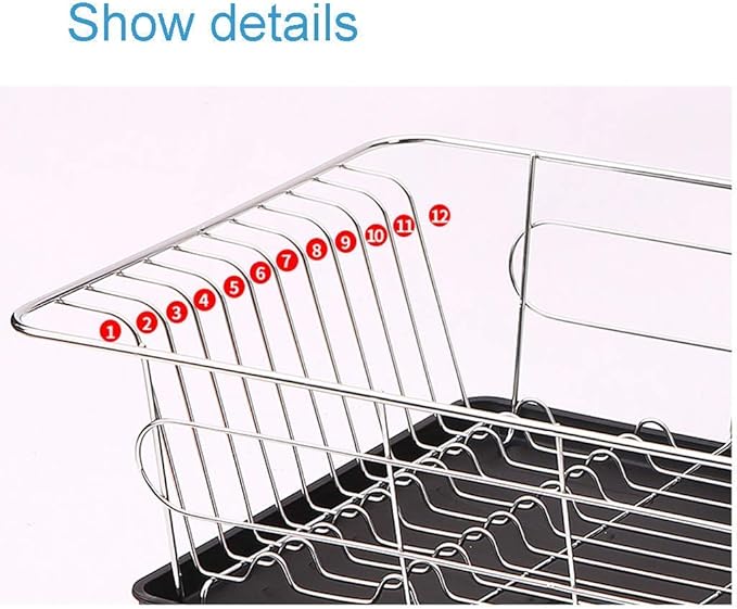 Utensil Holder Dish Drainer Adjustable Kitchen Dish Rack Dish Rack Multifunction Plate Drying Rack with Fork Spoon Organizer White