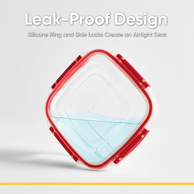 Superio Pack of 2 Plastic Food Storage Containers with Airtight Lids for Kitchen,- 16 Oz, BPA Free, Leakproof, Stackable Sealed Containers for Organizing,- Microwave, Dishwasher and Freezer Safe, Red