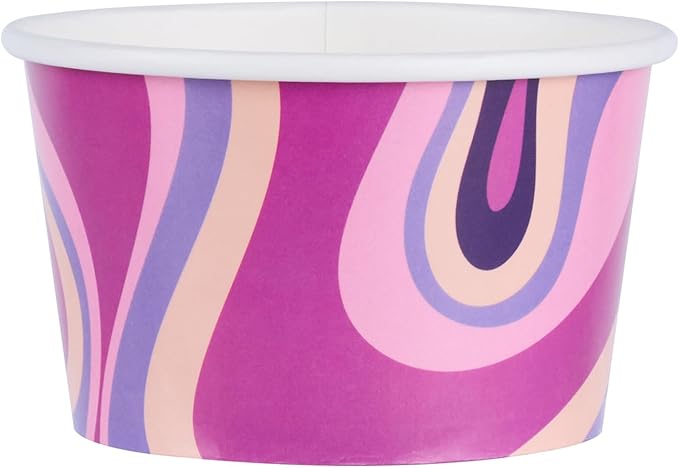 Coppetta 8 Ounce Dessert Cups, 50 Greaseproof Ice Cream Cups - Lids Sold Separately, For Hot And Cold Foods, Midnight Groove Paper Yogurt Bowls, Disposable, Sturdy - Restaurantware