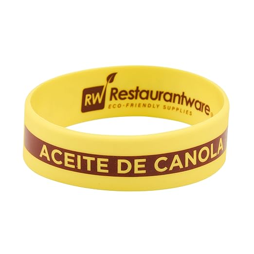 Restaurantware Silicone Squeeze Bottle Band 10 Count 2.75 Inch Dishwasher Safe Condiment Identification Band, Canola Oil Yellow Non-Slip Label Band for Condiment Labeling at Restaurants, Food Trucks
