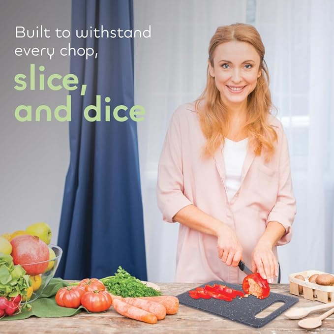Luciano Housewares Cutting Board, High-density Polypropylene Chopping Board for Kitchen Use, Ideal for Cutting Vegetables, Fruits, and Meats, Kitchen Essentials, Gray, 9.75" x 9.88"