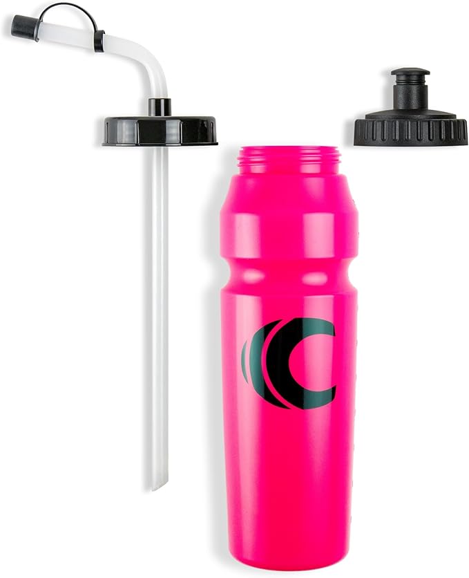 Cannon Sports 1 Liter Sports Water Bottle, BPA-Free, 34 Oz Capacity, Large Mouth, 2 lids (Straw and Squeeze), Great For Helmet Sports Such As Hockey, Lacrosse, Football, Boxing (Pink)