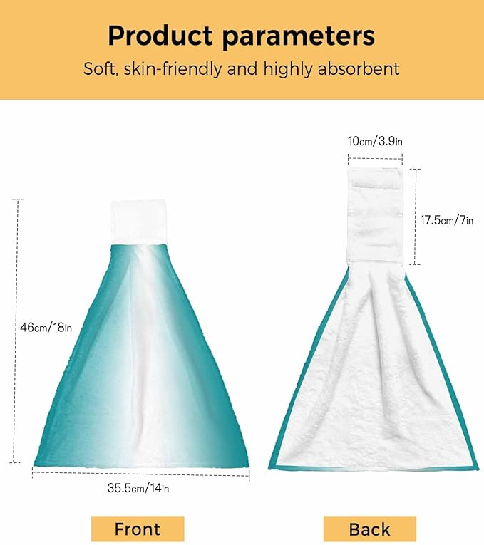 Alandar Home Kitchen Tie Towel Set of 2, Water Ducks Green White Gradual Absorbent Soft Hand Towels for Bathroom Hanging Towels, Minimalist Art Fast Drying Cleaning Cloth with Loop