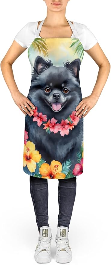 Caroline's Treasures Pomeranian Luau Apron Cooking Kitchen Server Baking Crafts Gardening for Adult Women Men, Unisex, Large, Multicolor