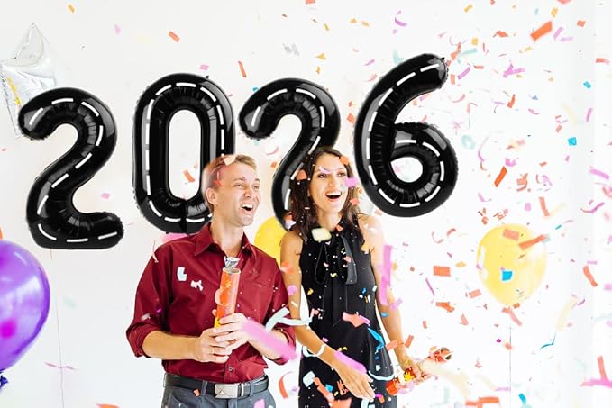 2026 Balloon Numbers - 40 Inch Race Car Theme New Years Eve Party Supplies 2026, Nye Decor Party Decorations Happy New Year, New Years Eve Foil Party Balloons, Graduation Party Decorations