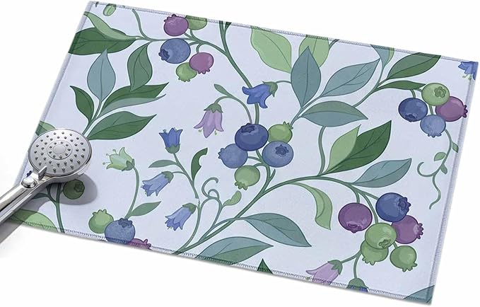 Area Rug 2x3ft, Blueberries Bell Flowers Washable Rugs for Living Room Bedroom, Modern Watercolor Plants Soft Non-Slip Area Rugs Rectangle Floor Carpet for Dining Room
