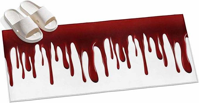 Runner Rug for Bedroom Hallway, Halloween Pattern Kitchen Runner Rugs Area Rug 2x6ft, Horror Red Fluid Style Washable Soft Floor Carpet for Entryway Stair