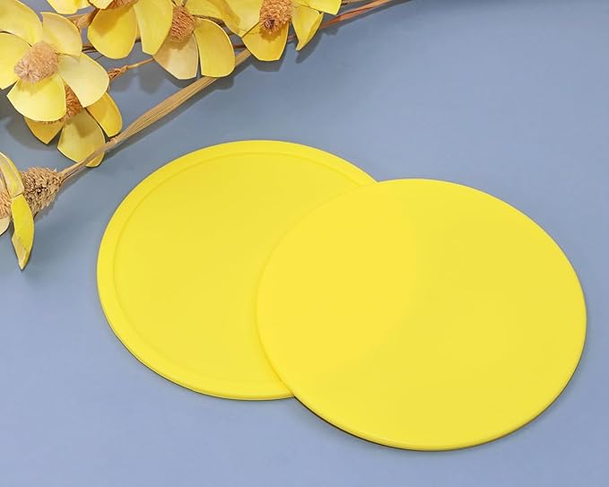 ONLYKXY 3 Pieces 3.93 Inch Silicone Coasters, Round Coasters for Drinks, Beverage Coffee Tea Coaster (Yellow)