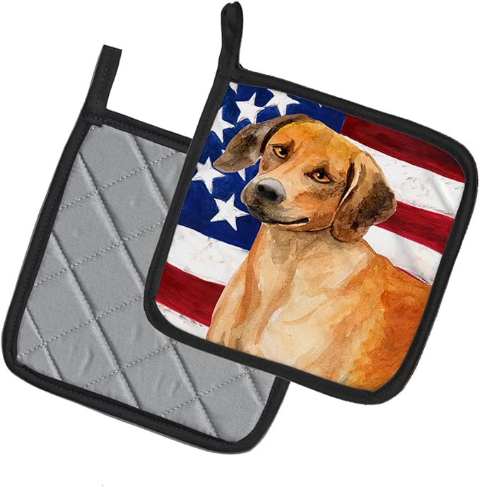 Caroline's Treasures BB9676PTHD Rhodesian Ridgeback Patriotic Pair of Pot Holders Kitchen Heat Resistant Pot Holders Sets Oven Hot Pads for Cooking Baking BBQ, 7 1/2 x 7 1/2