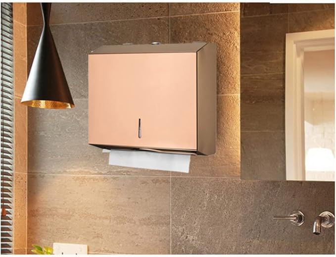 304 Stainless Steel Paper Towel Holder Wall-Mounted Paper Towel Dispenser with Lock for Bathroom Kitchen Commercial Office Bathroom Hardware