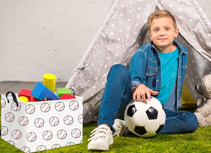 HIYAGON Rectangular Baseball Basket Kids Baby Nursery Storage Basket for Boys Football Room Decor Cute Toy Storage Organizer Bins Bedroom(Baseballs)
