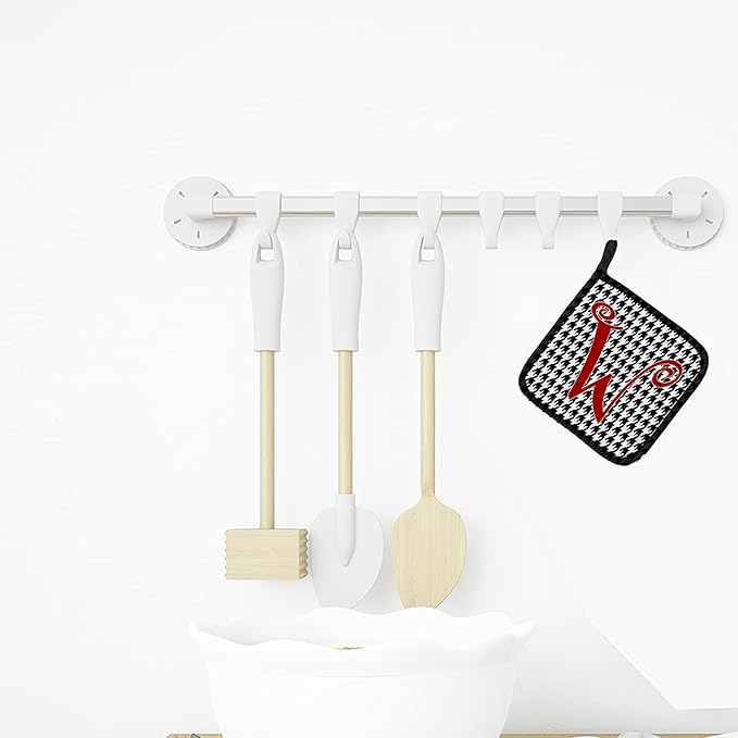 Caroline's Treasures CJ1035-WPTHD Letter W Initial Monogram - Houndstooth Black Pair of Pot Holders Kitchen Heat Resistant Pot Holders Sets Oven Hot Pads for Cooking Baking BBQ, 7 1/2 x 7 1/2