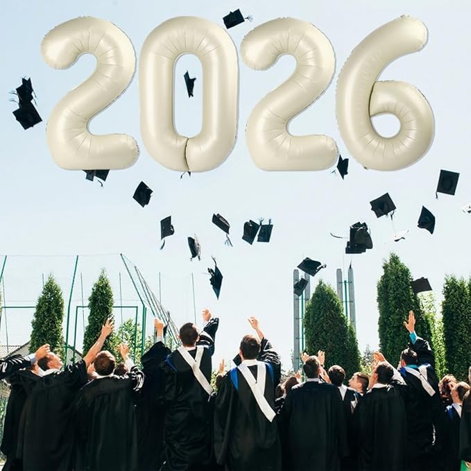 Cream White 2026 Number Balloons, 2026 Decorations New Years, 40 Inch Balloon for New Years Eve Decorations & Graduation Decoration Party Supplies, 2 6 20 26 Birthday Parties