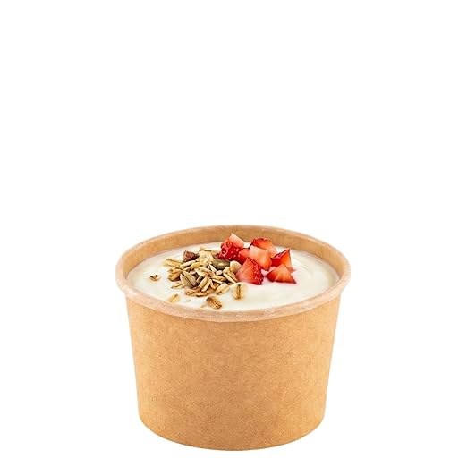 Coppetta 4 Ounce Dessert Cups, 50 Disposable Ice Cream Cups - Lids Sold Separately, Heavy-Duty, Kraft Paper Frozen Yogurt Bowls, For Hot And Cold Foods, Perfect For Gelato Or Mousse - Restaurantware