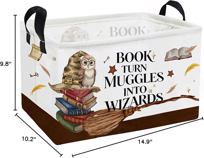 Essme Rectangular Kids Baskets,Magic Storage Box,Cute Basket for Kids with Handles for Room Decor, Book Bins,Shelf Basket.(Magic)