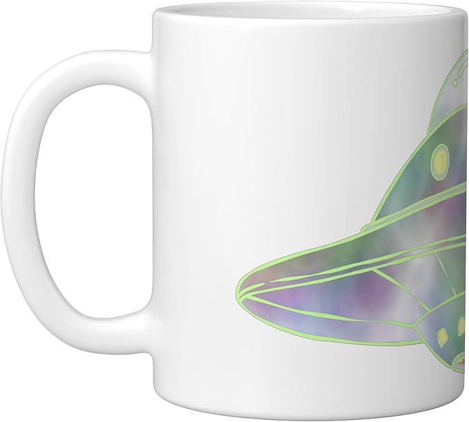 UFO UAP Flying Saucer Alien Spaceship Ceramic Mug, White