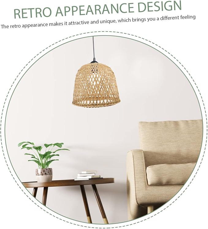 2pcs Bamboo Lampshade Rattan Light Fixture Boho Hanging Light Pink Tile Stickers Light Covers for Ceiling Lights Lampshades for Ceiling Lights Fan Bamboo Weaving Desk Lamp To Weave(Khakix2pcs,24.5x24.