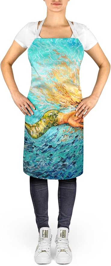 Caroline's Treasures Mermaid After Your Heart Apron Cooking Kitchen Server Baking Crafts Gardening for Adult Women Men, Unisex, Large, Multicolor