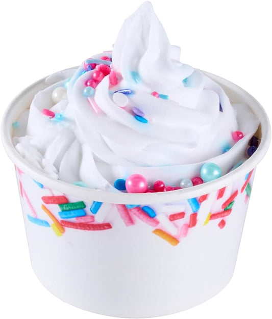 Restaurantware Ice Cream Cups 50 Pack of 8 oz Leak-Resistant Disposable Dessert Bowl Frozen Yogurt Cup Round Paper Container For Cold And Hot Desserts