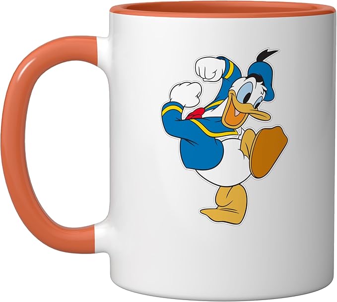 Disney Donald Duck Ready To Go Ceramic Mug, Orange/White