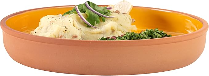 Restaurantware-Terra Tek 34 Ounce Terracotta Cazuelas, 2 Yellow Glazed Clay Pots For Cooking - Oven-Ready, Microwavable, Terracotta Serving Pots, Dishwashable, For Cooking And Serving