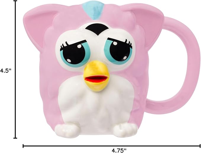 Silver Buffalo Furby Pink Ceramic 3D Sculpted Mug, 20 Ounces
