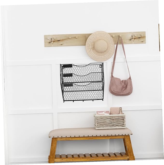 Metal Book Rack Wall Mount File Basket Wire Baskets for Organizing Wall Magazine Holder