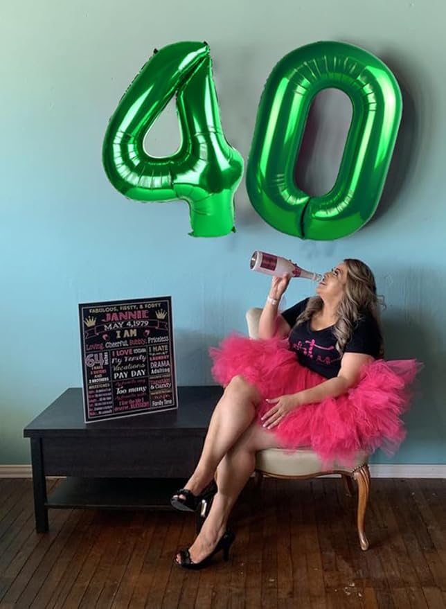 Numbers 4 Balloons Dark Green Party Decorations for Women Men, 40 In Big Four Balloons for Engagement, Wedding, Celebration Party, Graduations, Photo Shoot