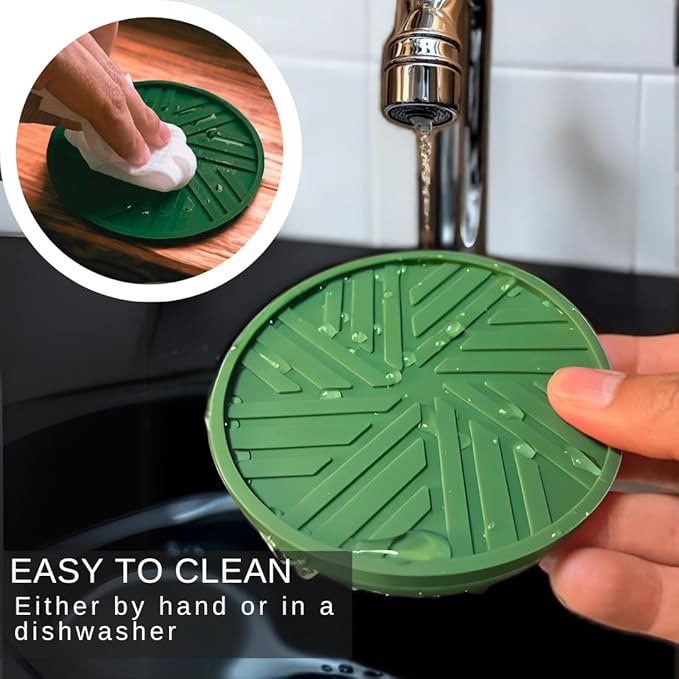 Silicone Coasters Set of 6 with Unique and Modern Patterns for Table Decor - Perfect for Outdoors and Coffee Table Protection- st patrics Day accesories Green Sage