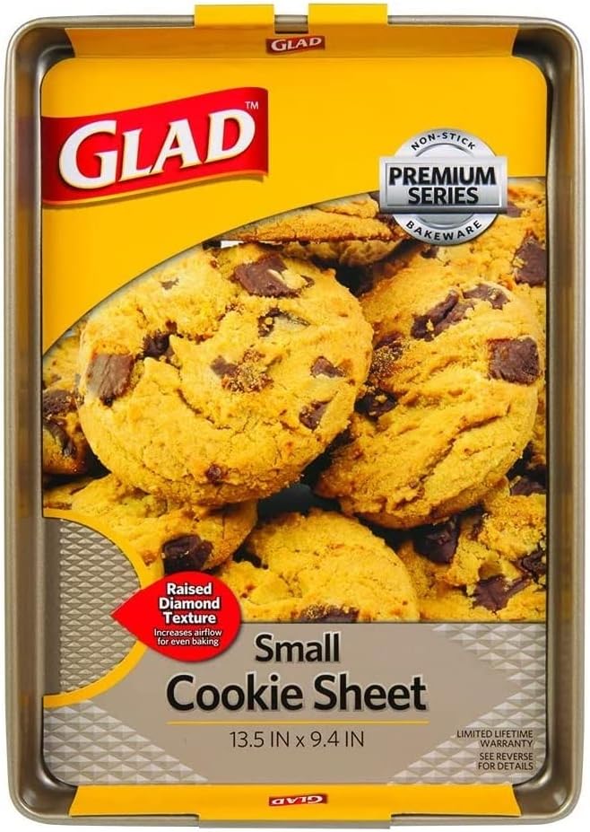Glad Premium Nonstick Cookie Sheet – Heavy Duty Baking Pan with Raised Diamond Texture, Small
