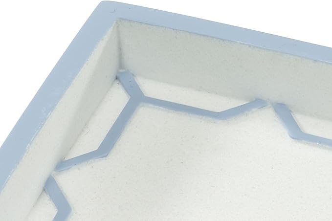 Izod – Soap Dish, Hand-Painted Sand Resin with Blue Trellis Detailing & Subtle Sparkle Finish, Perfect for Holding Bar Soap or Sponges on Bathroom & Kitchen Counters (Trellis)