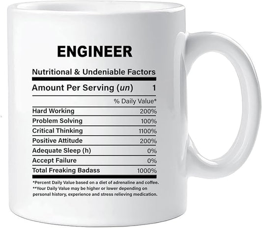 Funny Gift for Engineer, Engineer Nutrition Mug, Best Engineer Gift Ideas, Graduation, Funny Engineer Birthday Mug
