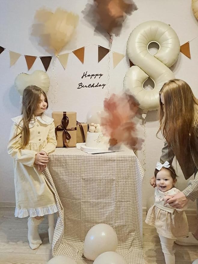 Numbers 8Th Balloon 40 Inch, Cream Birthday Decorations For Women Men, Number Balloons for 8, 18, 28 Wedding, Anniversaries, Celebration, Graduation