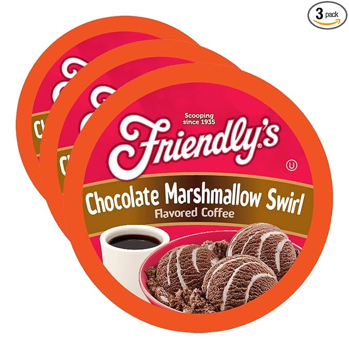 Friendly's Flavored Ice Cream Coffee Pods, for Single Serve Brewers (Chocolate Marshmallow Swirl, 12 Count) (Pack of 3)