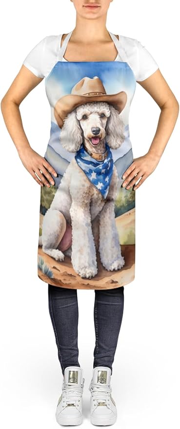 Caroline's Treasures Poodle Cowboy Welcome Apron Cooking Kitchen Server Baking Crafts Gardening for Adult Women Men, Unisex, Large, Multicolor