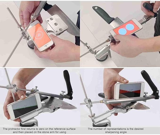 Professional Sharpener Set with 4 Angle Sharpening Stones Innovative Flip Fixture for Scissors,Kitchen & Woodworking Tools
