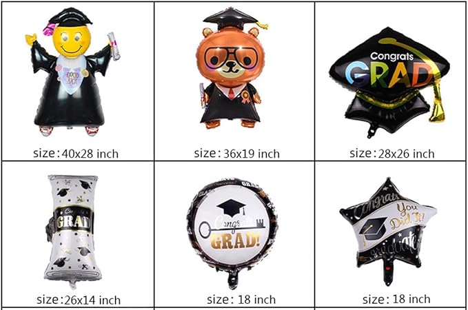 Graduation Foil Balloons 36 Inch Bear Doctor Congratulations Grad Mylar Balloons Class of 2025 College High School Graduation Party Decorations Supplies 5Pcs