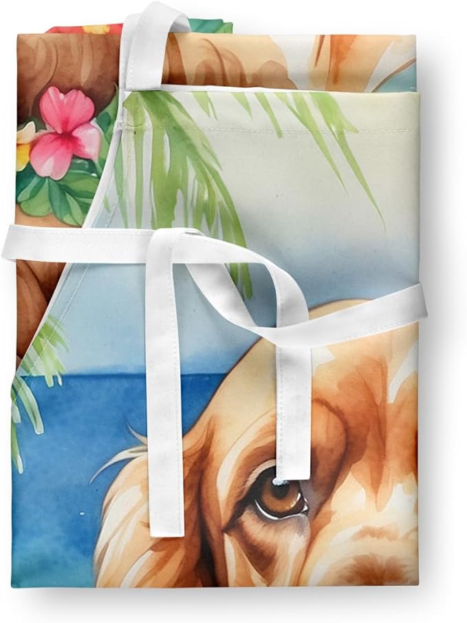 Caroline's Treasures Cocker Spaniel Luau Apron Cooking Kitchen Server Baking Crafts Gardening for Adult Women Men, Unisex, Large, Multicolor