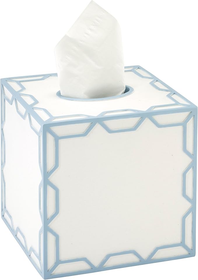 Izod – Tissue Box Cover, Hand-Painted Sand Resin with Trellis Pattern, Geometric Home Decor – Perfect for Bathrooms, Bedrooms, Kitchens or Offices (Trellis)