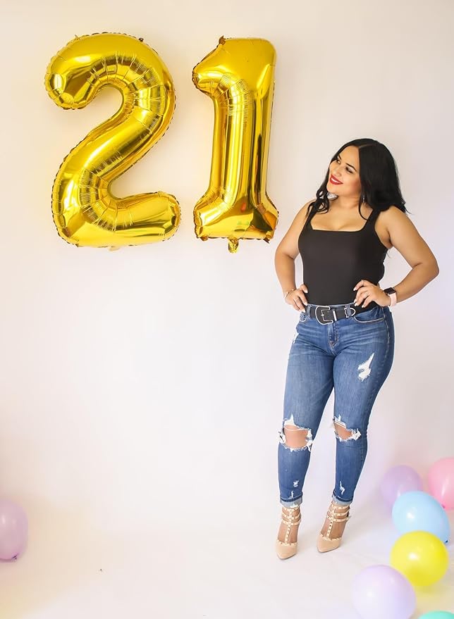 Balloon 12 Number 40 Inch, Gold Large Number Balloons Birthday Gift for 12 21 Years Old, Maylar Balloon Decorations for Wedding Engagement Graduations Memorial Day's