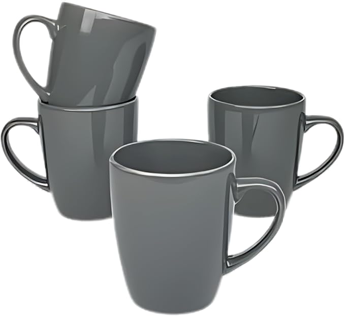 Coupe Stoneware Set of 4 Coffee Mugs, Dark Gray