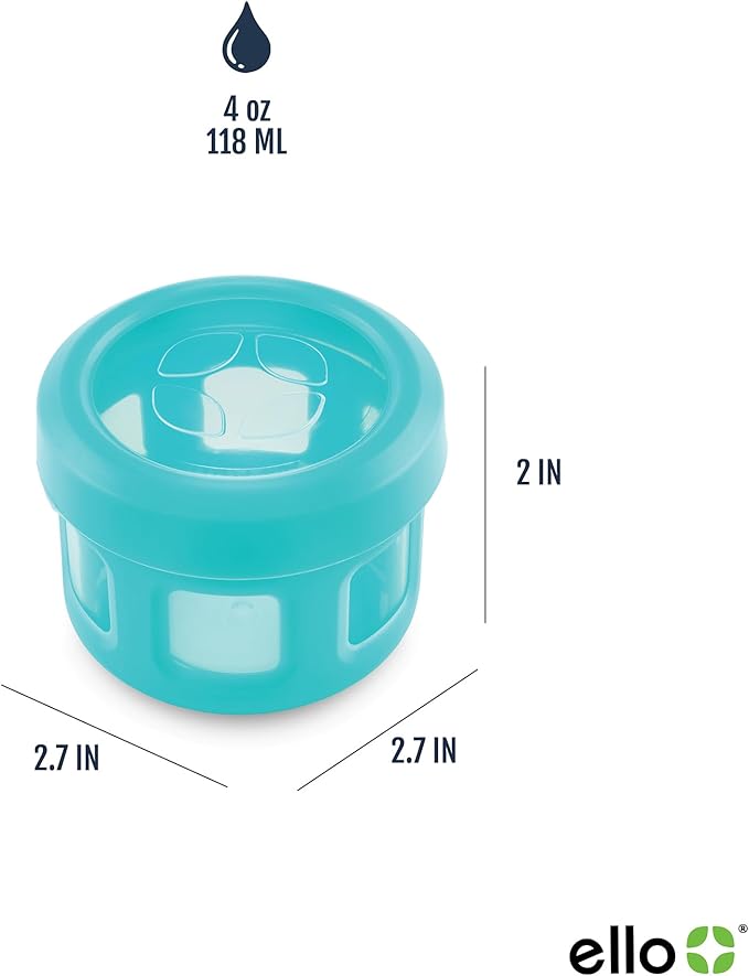Ello Reusable Condiment Containers with Screw-on Leak Proof Lid | Perfect for Salad Dressing Sauce Dips Lunchbox Picnic Travel Bento Box | BPA-Free | Dishwasher Safe