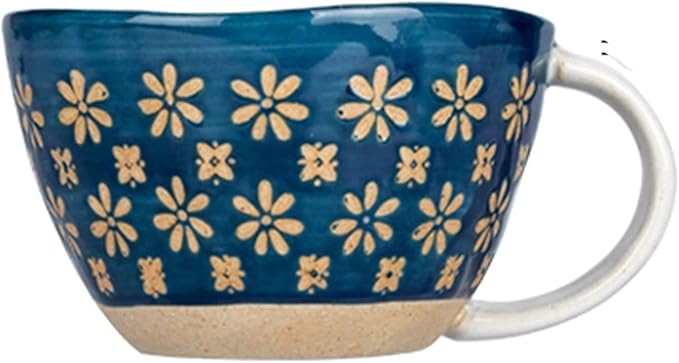 Latte Mug 10.5 Oz Japanese Vintage Ceramic Coffee Mug with Handgrip Heat Resistant Coffee Cup for Breakfast Milk Oatmeal Coffee Office Home for Any Kitchen (Color : 1) (B)