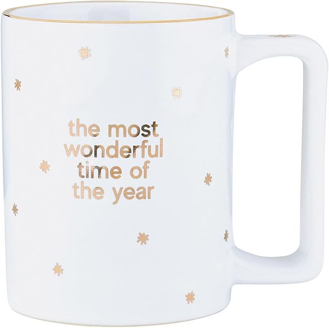 Santa Barbara Design Studio Holiday Ceramic Mug with Gold Foil Detail, 16-Ounces, Wonderful Time