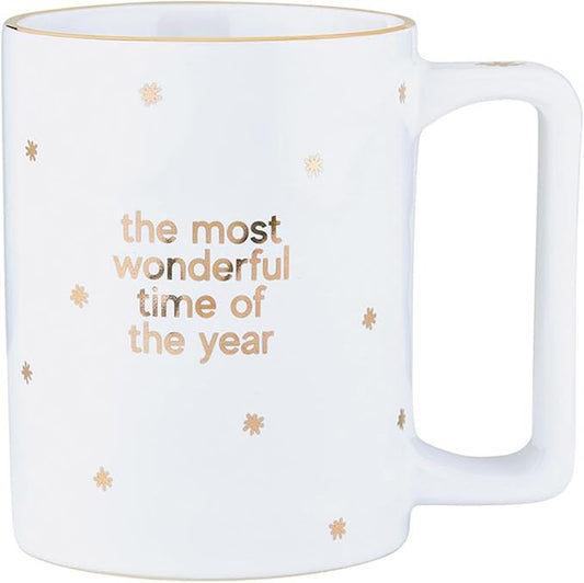 Santa Barbara Design Studio Holiday Ceramic Mug with Gold Foil Detail, 16-Ounces, Wonderful Time
