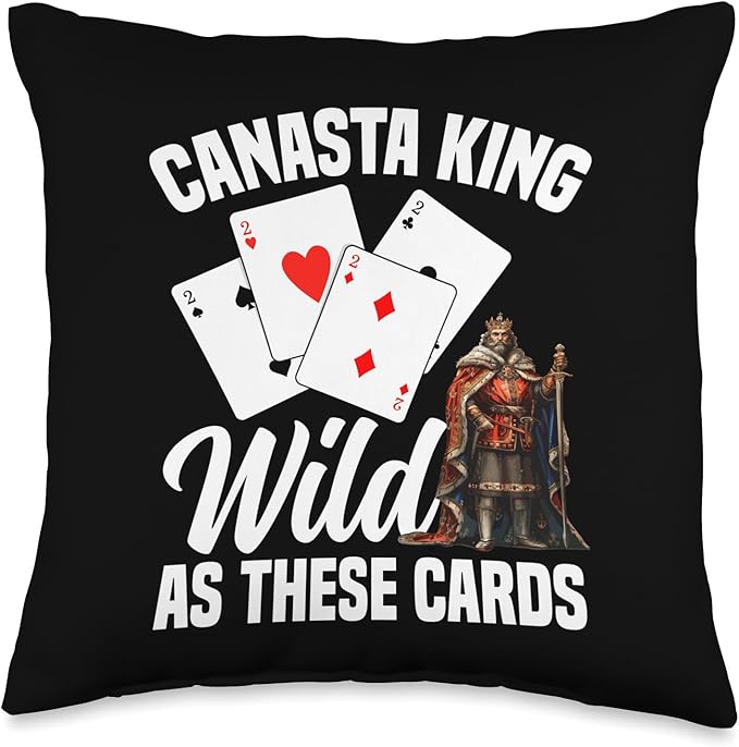 Canasta King Card Game Set Tray Score Sheet Canasta Throw Pillow