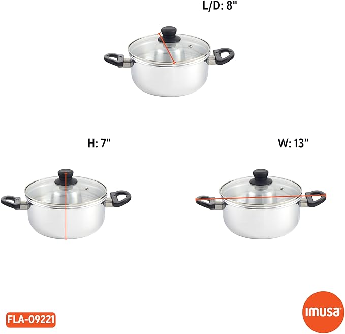 IMUSA 8in Small Aluminum Flan Double Boiler Baño Maria with Lid, 3Qt Dessert Pot for Flan, Custards, Pudding and Traditional Latin Recipes