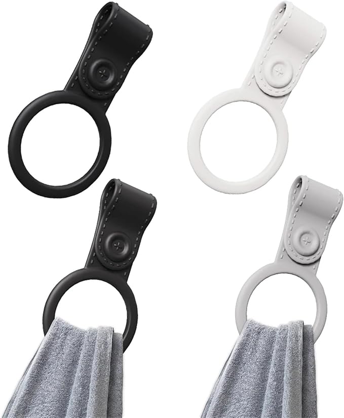 12pcs Silicone Kitchen Towel Holder, Hanging Towels; Dish for Cabinet, Oven, Stove, Sink Durable(Black)